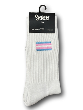 3/$18 Trans Flag Patch Funny Novelty Crew Socks - NWT